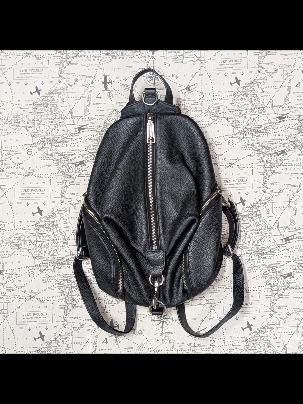 Rebecca Minkoff Julian Black Pebbled Leather Convertible Backpack Bag